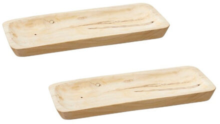 cepewa Set van 2x stuks rechthoekig kaarsenbord/kaarsenplateau hout 40 x 3 x 17 cm