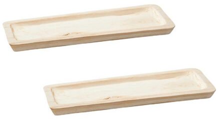 cepewa Set van 2x stuks rechthoekig kaarsenbord/kaarsenplateau hout 50 x 3 x 17 cm