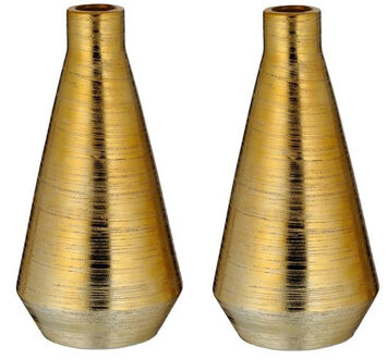cepewa Set van 2x stuks ronde bloemenvaas goud van keramiek 28 cm