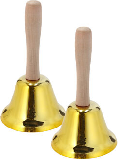 cepewa Set van 2x stuks tafelbellen/handbellen goud 12 cm