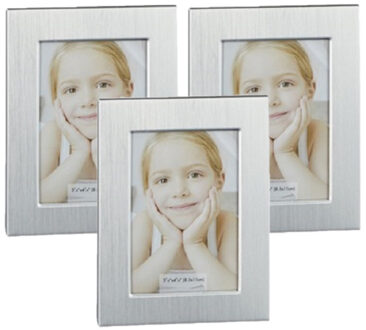 cepewa Set van 3x stuks aluminium fotolijst zilver rechthoekig geschikt voor een foto van 5,5 x 8 cm