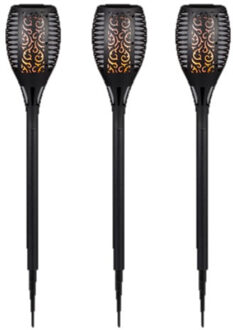 cepewa Set van 3x stuks solar tuinlampen/tuinfakkels met vlameffect op zonne-energie 58 cm