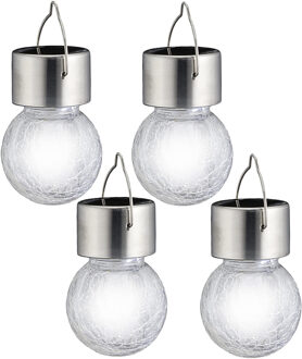 cepewa Solar party verlichting hanger voor buiten - 4x - 13 cm - LED verlichting - Tuinverlichting