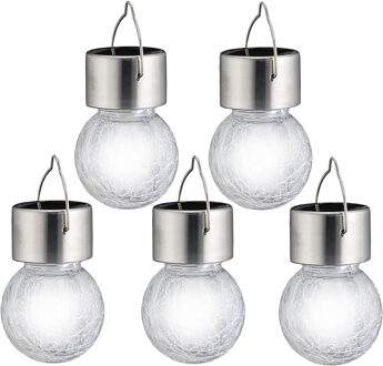 cepewa Solar party verlichting hanger voor buiten - 5x - 13 cm - LED verlichting - Tuinverlichting