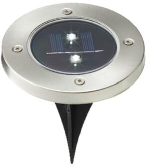 cepewa Solar tuinlamp/prikspot - RVS - 12 cm - grondspot op zonne-energie