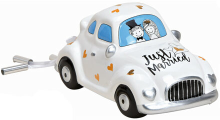 cepewa Spaarpot voor volwassenen Just Married - Keramiek - Auto in bruiloft thema - 16 x 8 cm - Spaarpotten Wit