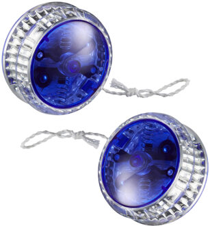 cepewa Speelgoed Jojo met LED licht - 2x - voor kinderen en volwassenen - blauw - kunststof