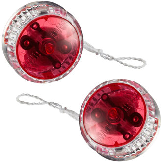 cepewa Speelgoed Jojo met LED licht - 2x - voor kinderen en volwassenen - rood - kunststof