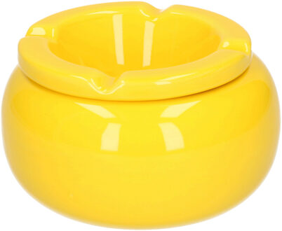 cepewa Stormasbak - geel - rond - 11 cm - keramiek - asbak voor buiten - terras asbak