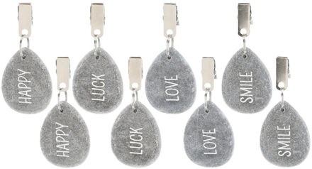 cepewa Tafelkleed gewichten - 8x - polystone/metaal - Happy Moods teksten - steentjes gewichten