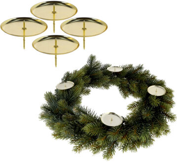 Cepewa theelichthouders instekers - 4x - goud - 6 cm - Kerststukjes Goudkleurig