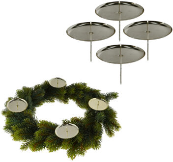 cepewa theelichthouders instekers - 4x - zilver - 7,5 cm