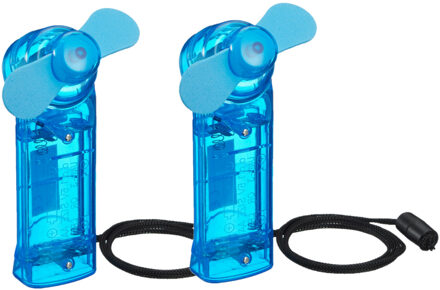 cepewa Ventilator voor in je hand - 2x - Verkoeling in zomer - 10 cm - Blauw