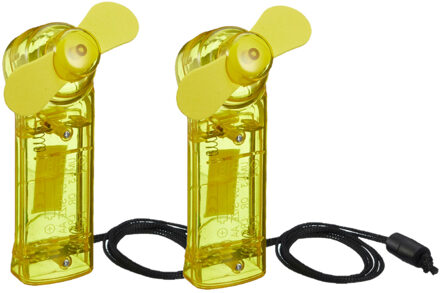 cepewa Ventilator voor in je hand - 2x - Verkoeling in zomer - 10 cm - Geel