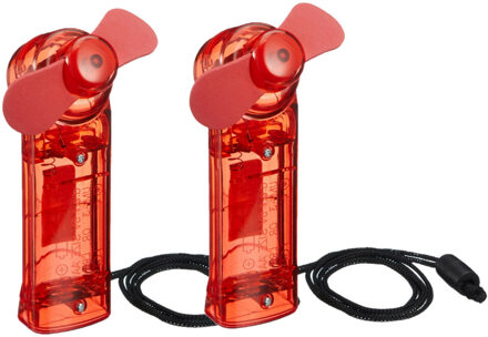 cepewa Ventilator voor in je hand - 2x - Verkoeling in zomer - 10 cm - Rood