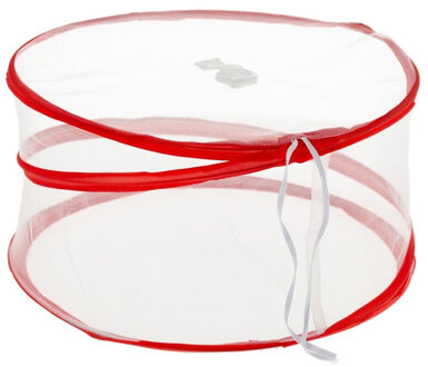 cepewa Vliegenkap/voedselkap - rood - opvouwbaar - D35 x H17 cm - buiten eten - anti insecten - kunststof