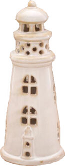 cepewa Vuurtoren beeld - creme - Aardewerk - 8 x 19 cm -? groot - decoratie