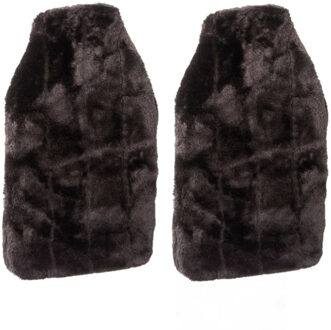 cepewa Warmwaterkruik - 2x - 2L - donkergrijs - met pluche hoes - kruik - winter - bedkruik