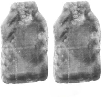 cepewa Warmwaterkruik - 2x - 2L - zilver/grijs - met pluche hoes - kruik - winter