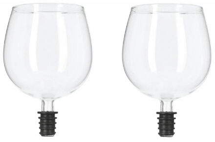 cepewa Wijnfles schenkdop wijnglas - 2x - Gadgets/Funkado - vrijgezellenfeest/moederdag
