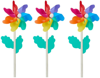 cepewa Windmolen tuin/strand - 3x - Speelgoed - Multi kleuren - 30 cm