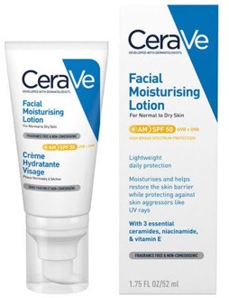 Cerave Cleanse and Protect Face Routine for Dry Skin, Hydrating Cleanser and Facial Moisturiser with SPF 50