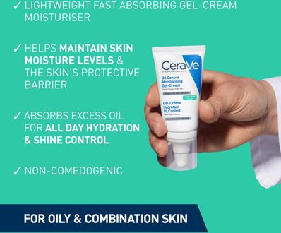 Cerave Oil Control Moisturising Gel-Cream With Oil Absorbing Technology and Ceramides for Combination and Oily Skin 52ml