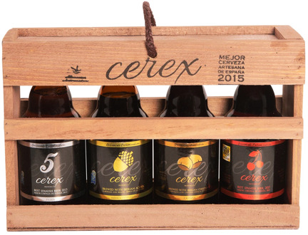 CEREX Gift Box Wood 4 craft beers Cerex 33cl Pilsen Iberian Acorn Cherry Chestnut ideal gift original beer