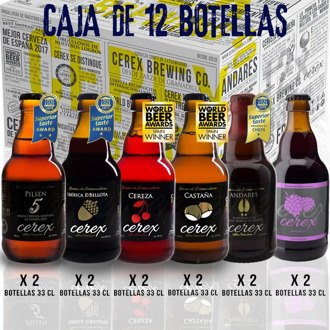 CEREX Pack 12 craft beers Cerex 33cl 2 Pilsen 2 Acorn 2 Chestnut 2 Cherry 2 Andares 2 Raspberry ideal for gift