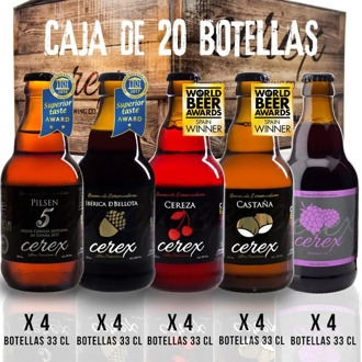 CEREX Pack 20 craft beers Cerex 33cl 4 Pilsen 4 Acorn 4 Chestnut 4 Cherry 4 Raspberry ideal for gift father mother