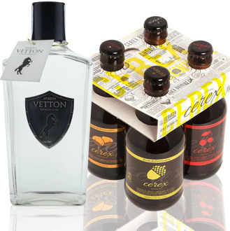 CEREX pack 4 beers craft Cerex 33cl Pilsen Acorn Cherry Brown + botle gin Spirito Vetton Dry 700ml