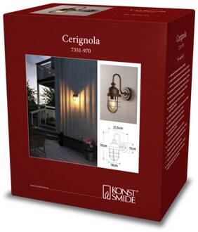 Cerignola Wandlamp - E27 - 24.5 x 30.5 cm - Roestbruin