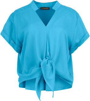 Cerulean Charm viscose blouse met striksluiting Blauw - L