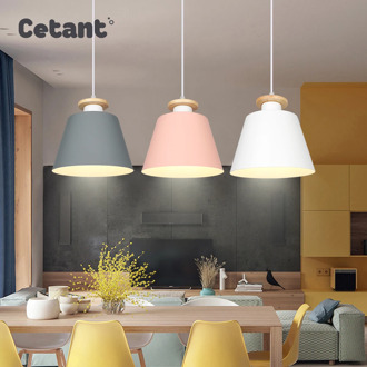 CETANT LED Dining Room Chandelier Hanging Lamp Modern Nordic Kitchen Living Room Wooden Bedroom Lamp Next To E27 Lamp 90V-220V
