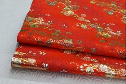 CF70 1 Yard Japanse Stijl Zijde Brokaat Jacquard Stof Kimono Kleding Stof Koreaanse Stijl Kussenhoes Stof DIY Stof 2 rood