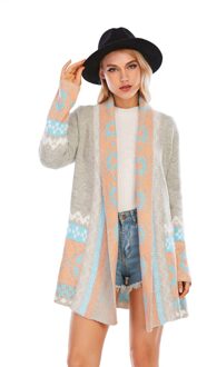 Cgyy Vrouwen Kleurrijke Boho Trui Blauw Kleur Gebreide Open Voorzijde Lente Herfst Vest Met Fringe Tassel En Zakken Xl / Beige