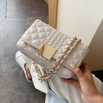 Chain Design Solid Color PU Leather Crossbody Bags For Women 2021 Summer Elegant Mini Travel Shoulder Handbags and Purses