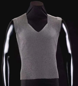 Chain mail stainless steel body armor T shirt shinny stainless steel vest body armor chain mail aromr anti cut shirt steel vest