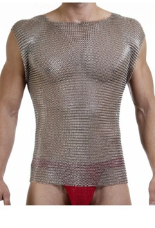 Chain mail stainless steel body armor T shirt shinny stainless steel vest body armor stab-proof vest for psychopath