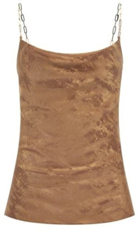 Chainette Spaghettitop - Gouden Glans Guess , Brown , Dames - M,S,Xs