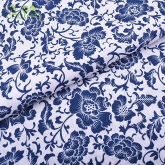 Chainho, Blauw & Wit Porselein Patroon Gedrukt Plan Katoen, voor Quilten & Naaien Dress Shirt Rok Poplin Materiaal, Halve Meter