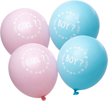 CHAKS Baby Gender Reveal ballonnen - 12x stuks - roze/blauw - Boy or Girl - 27 cm