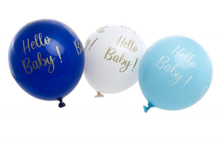 CHAKS Baby kraamfeest/geboorte ballonnen - Hello Baby - 6x stuks - blauw - babyshower