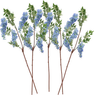 CHAKS Blauweregen/wisteria - 5x - kunstbloemen - blauw - 110 cm - kunstplanten/kunsttakken