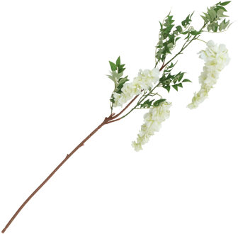 CHAKS Blauweregen/wisteria - kunstbloemen - wit - 110 cm - kunstplanten/kunsttakken