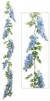 CHAKS Blauweregen/wisteria - slinger - kunstbloemen - blauw - 110 cm - kunstplanten