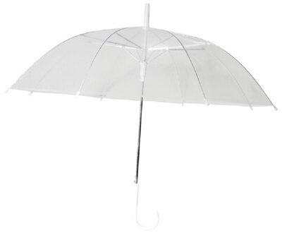 CHAKS Bruidsparaplu/trouwparaplu - transparant - wit - polyester - D81 cm