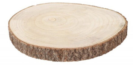 CHAKS Decoratie boomschijf met schors - hout - D34 x H4 cm - rond