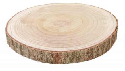 CHAKS Decoratie boomschijf met schors - hout - D38 x H4 cm - rond