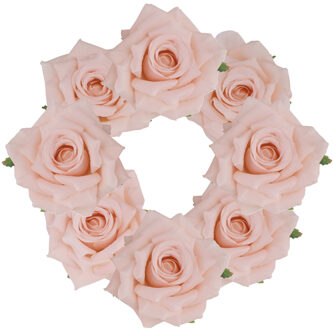 CHAKS Decoratie rozen set - kunststof - 8x stuks - perzik - 9,5 x 5,5 cm - bruiloft decoratie